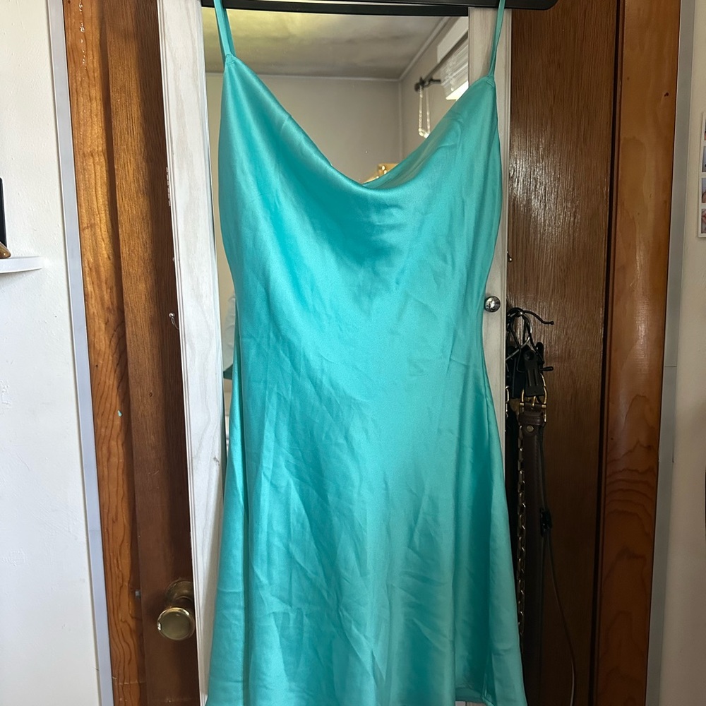 Victoria's Secret Aqua Satin Slip